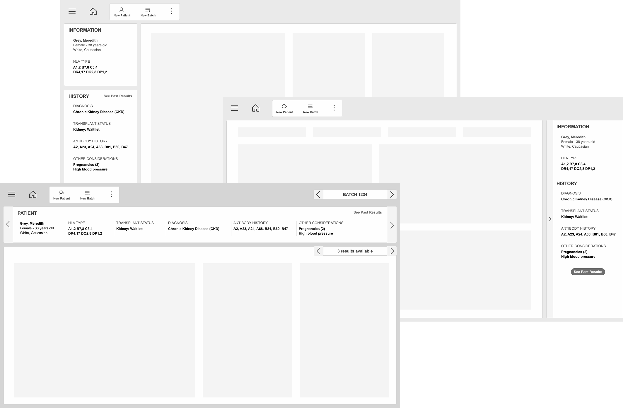 MatchX layout wireframes